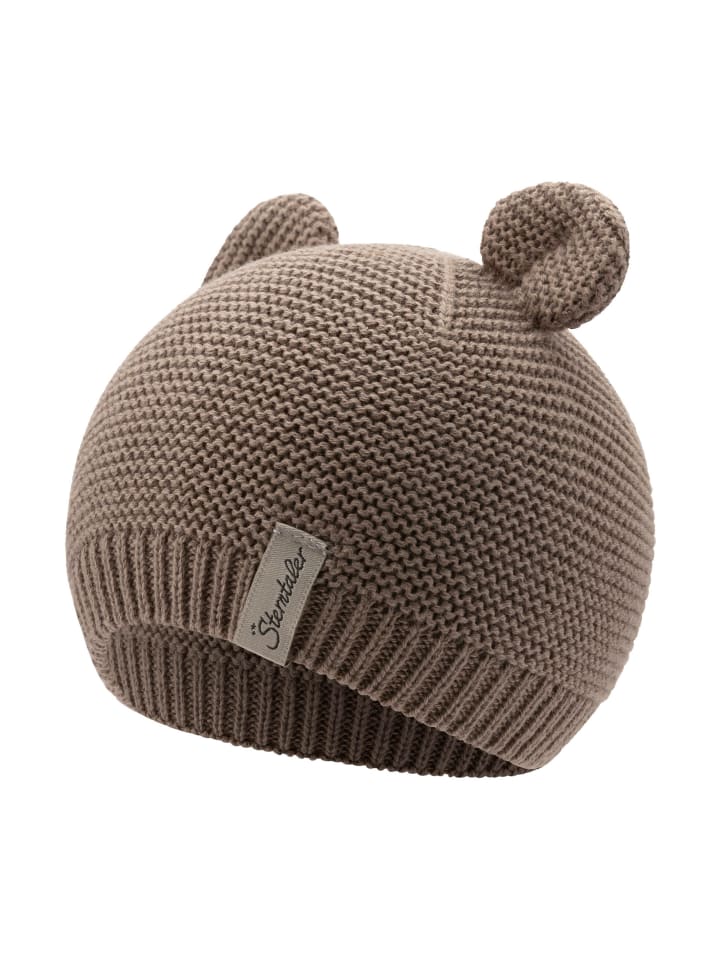 GOTS Strickmütze Ohren in mittelbraun