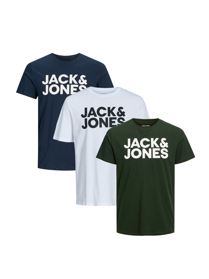 T-Shirt Corp in Weiß / blau / grün