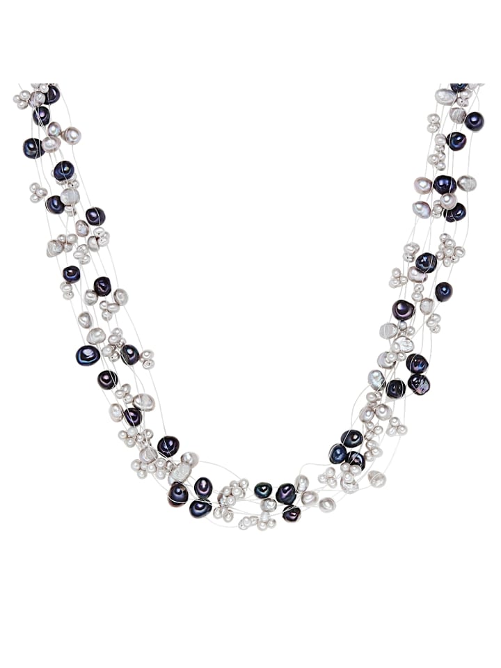 Perlen-Kette aus Sterling Silber mit Süßwasser-Zuchtperle in multicolor