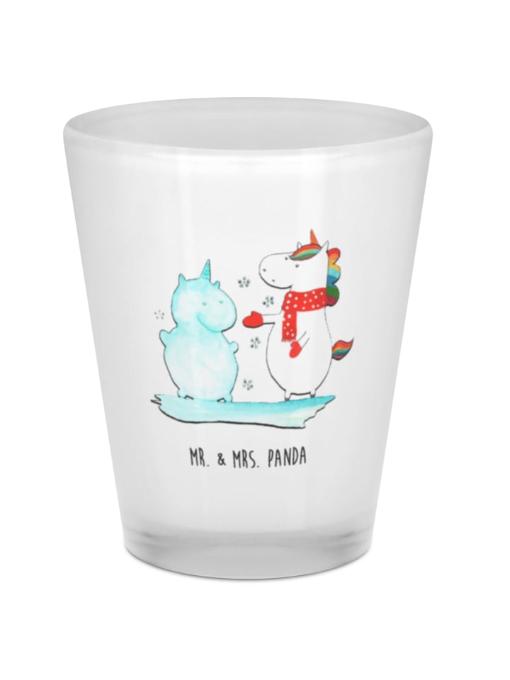 Schnapsglas Einhorn Schneemann ohne Spruch in Transparent