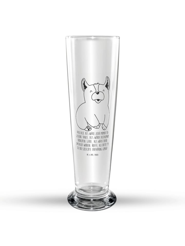 Bierglas Corgie mit Spruch in Transparent