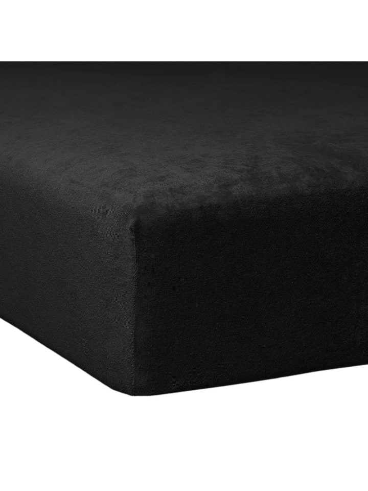 Spannbettlaken Flausch Biber Boxspring in schwarz
