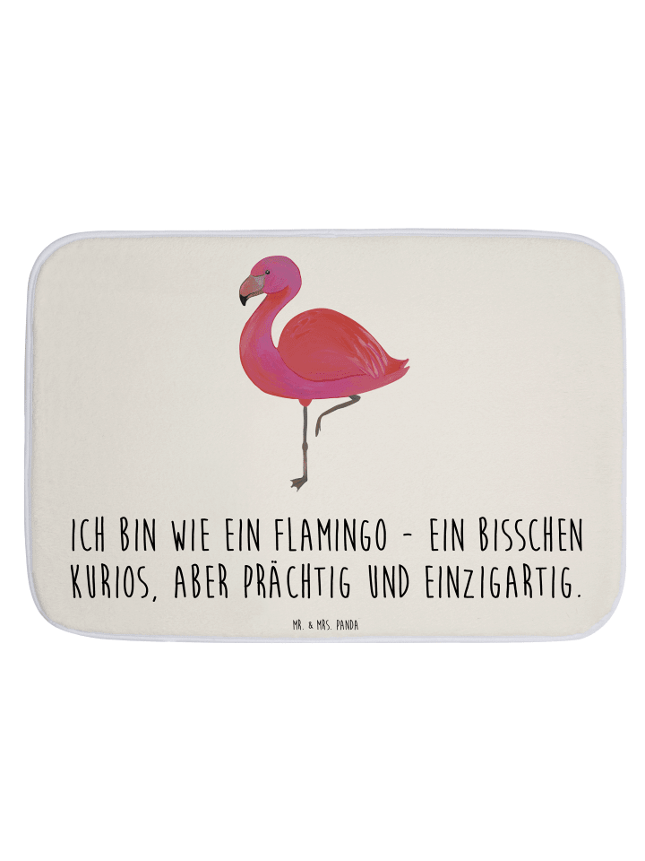 Badvorleger Flamingo Classic mit Spruch in Weiß