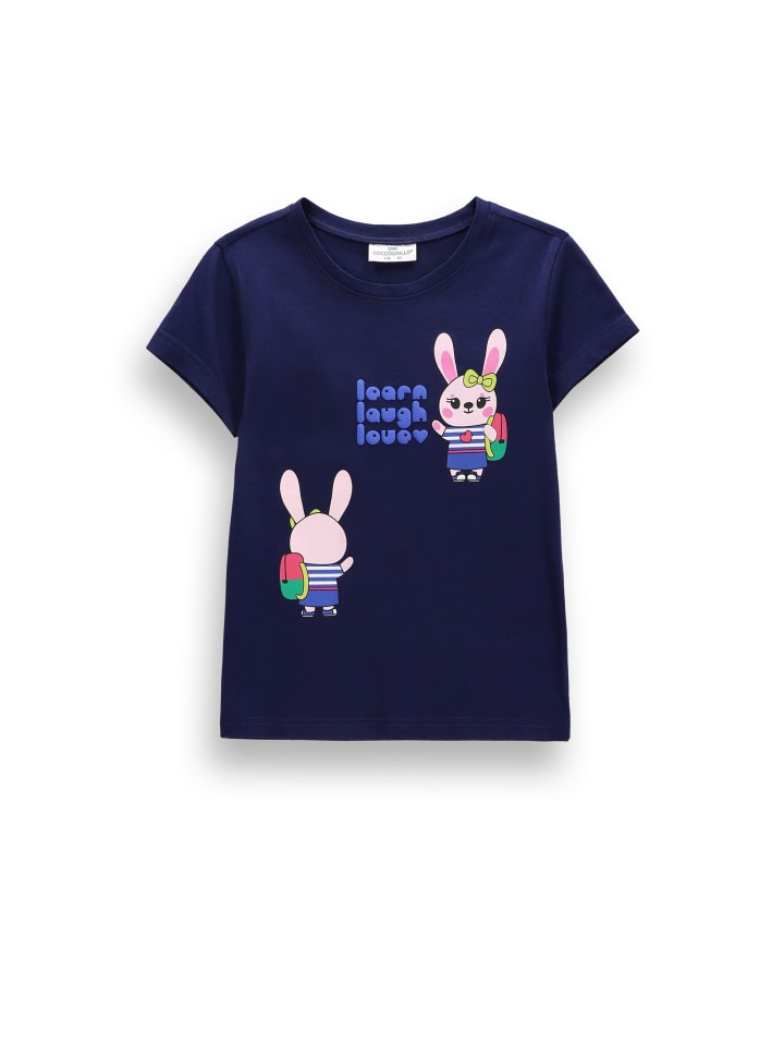 Baumwoll-T-Shirt mit kurzen Ärmeln in dunkelblau