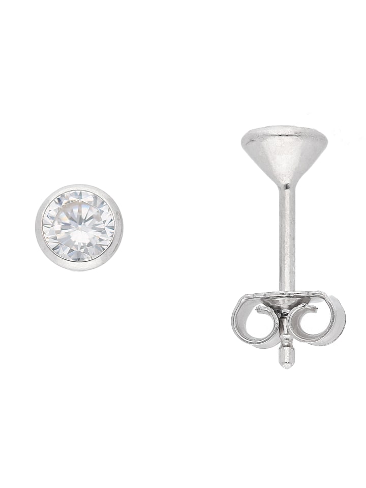 925 Silber Ohrringe / Ohrstecker mit Zirkonia Ø 4,5 mm in silber