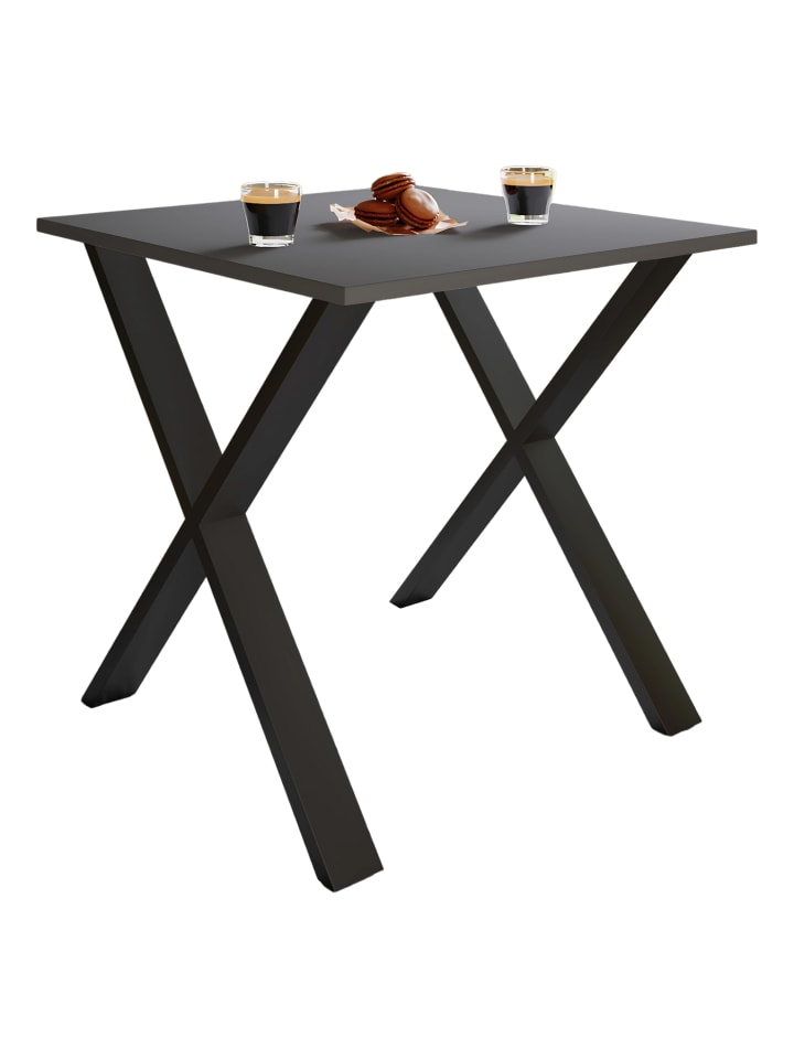 Premium Holz Esstisch Küchentisch Xona X 80x80 in Schwarz / Anthrazit