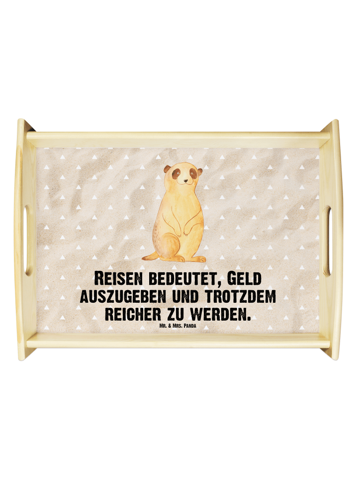 Tablett Erdmännchen mit Spruch in Sandig