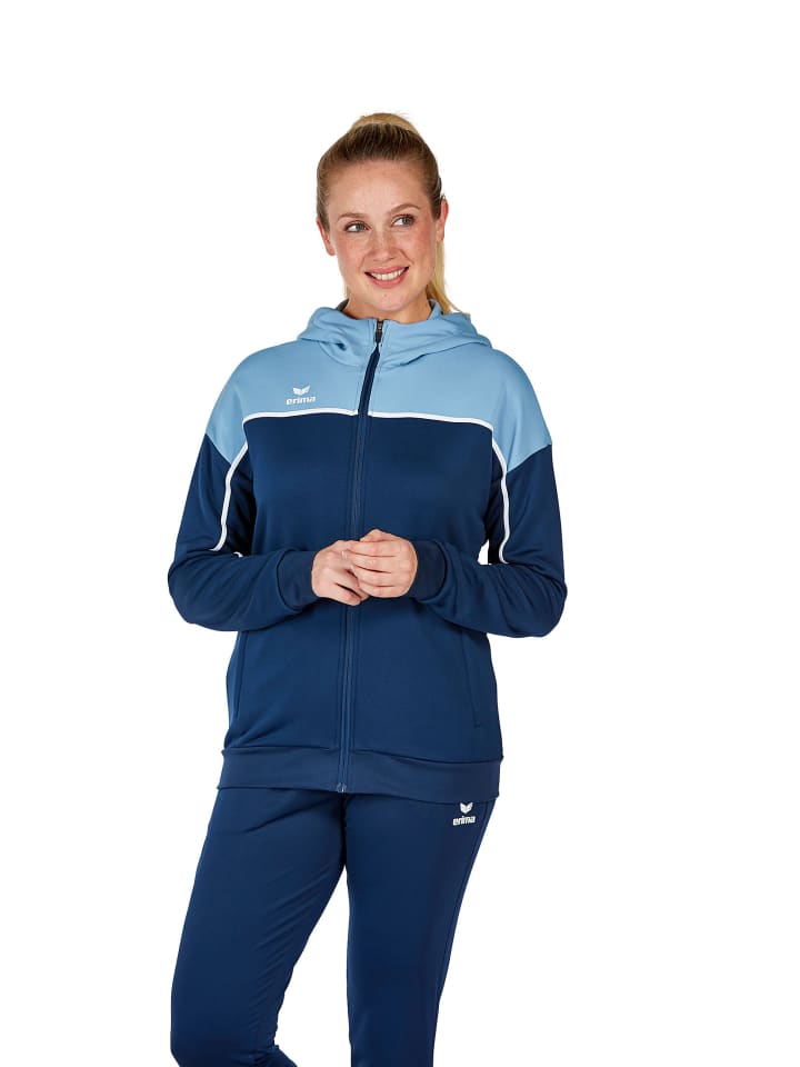 Damen Change By Erima Trainingsjacke mit Kapuze in new navy/faded denim/weiß