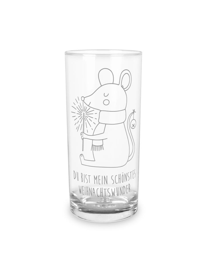 Blümchentailglas Maus Weihnachten mit Spruch in Transparent