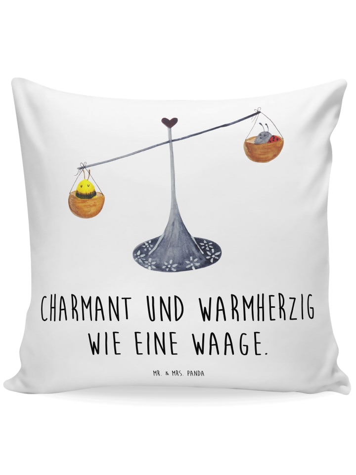 Kissen Sternzeichen Waage mit Spruch in Weiß