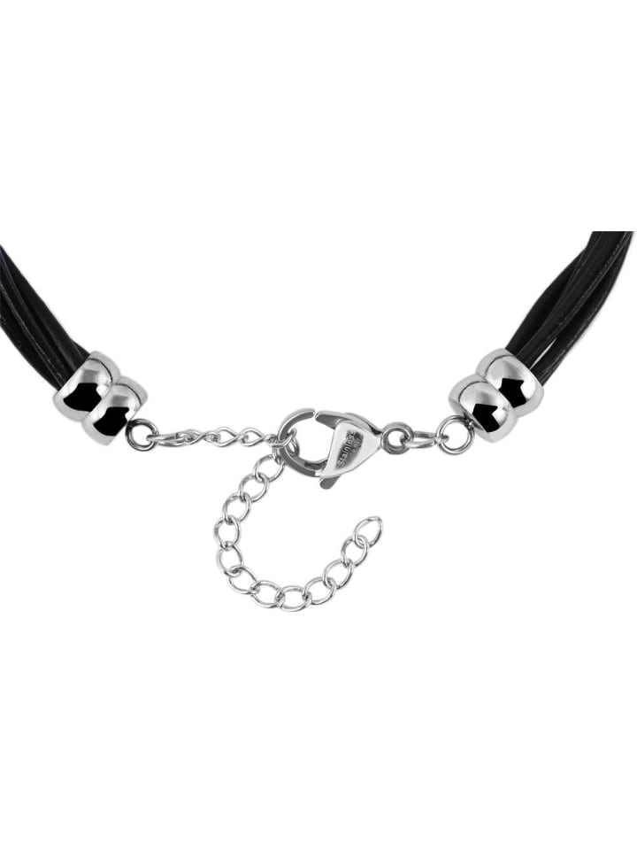 Damen Armband aus Leder mit Zirkonia 20 cm in braun