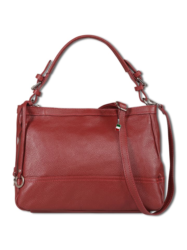 Florence Schultertasche Leder dunkelrot ca. 38cm