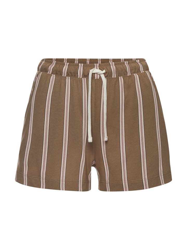 Pyjamashorts in braun gestreift