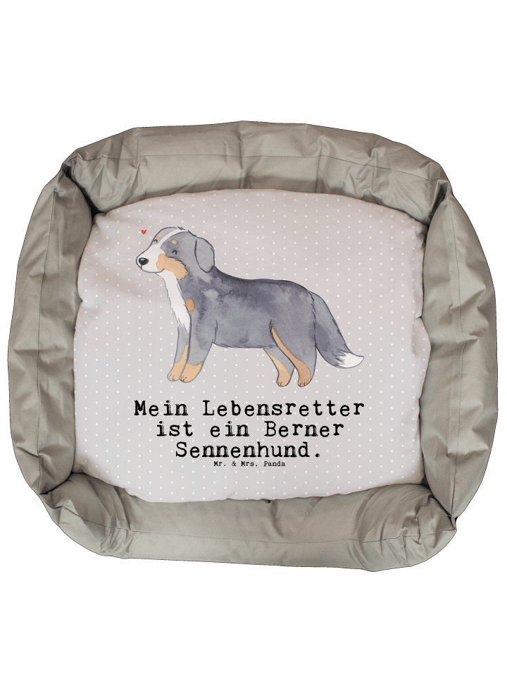 Hundebett Berner Sennenhund Lebensretter mit Sp... in Grau Pastell