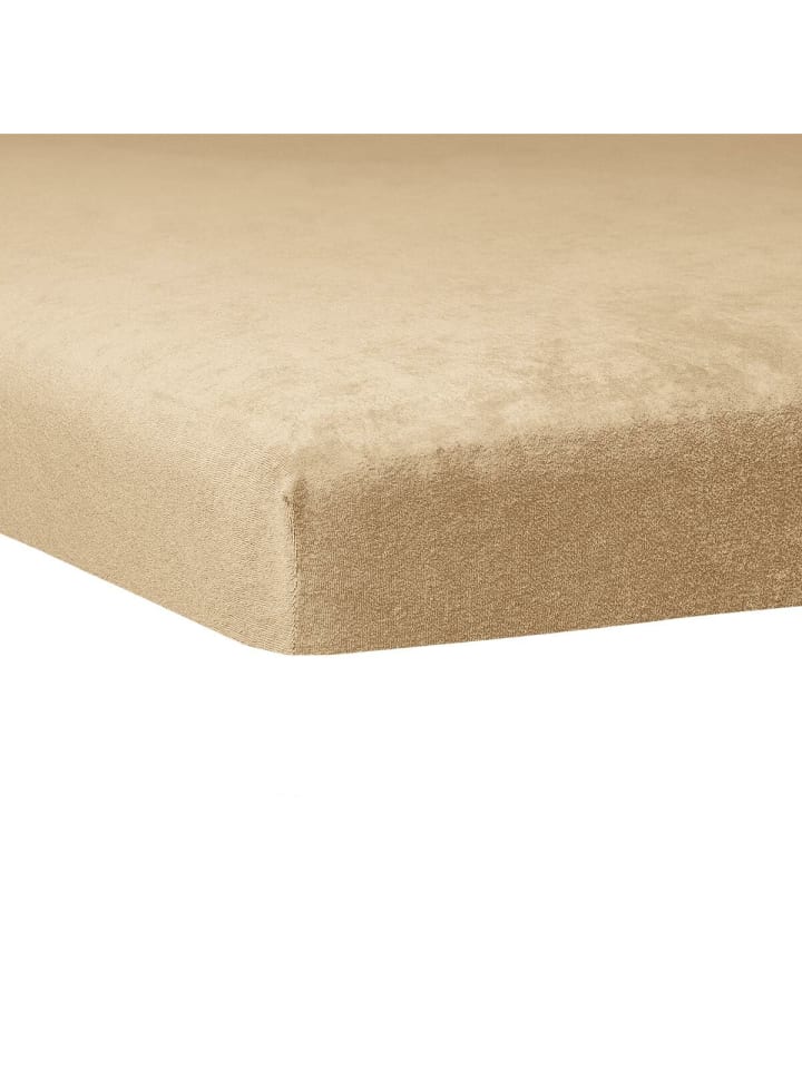 Spannbettlaken Flauschbiber Topper in sand