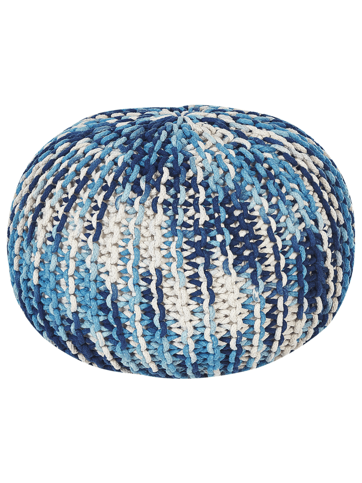 Pouf CONRAD in Weiß/Blau - (W) 50 x (H) 35 x (L) 50 cm