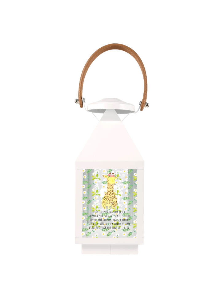 Kerzenglas Giraffe Blumenkranz mit Spruch in Transparent