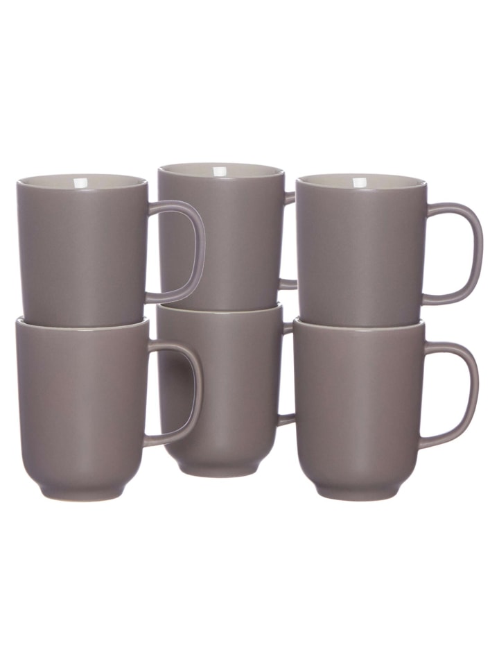 6er Set Kaffeebecher Jasper in Taupe 285 ml