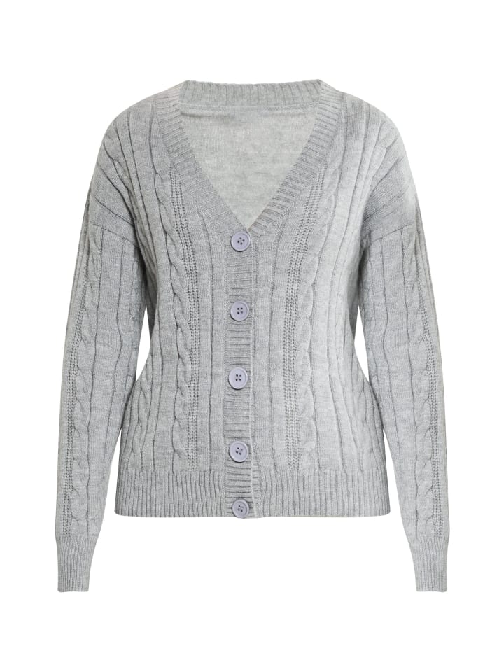 Women Strickjacke Mit Knöpfen in Grau Melange