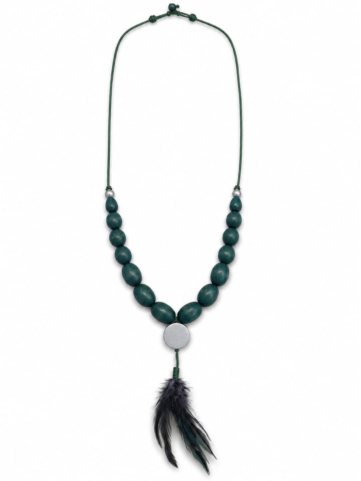 Lange Kette " Feather " in grün