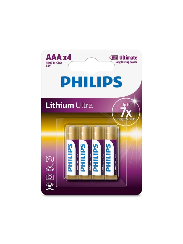 Philips Lithium-Batterie AAA Ultra 4 Stück Phil-FR03LB4A/10