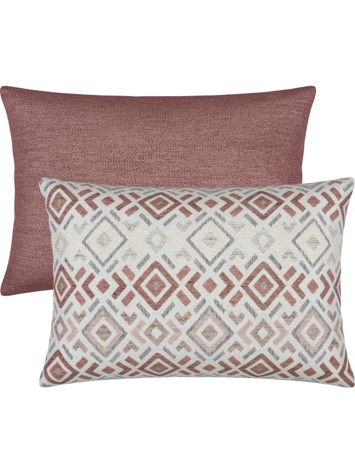 Jacquard Kissenhülle 2er-Pack York in altrosé
