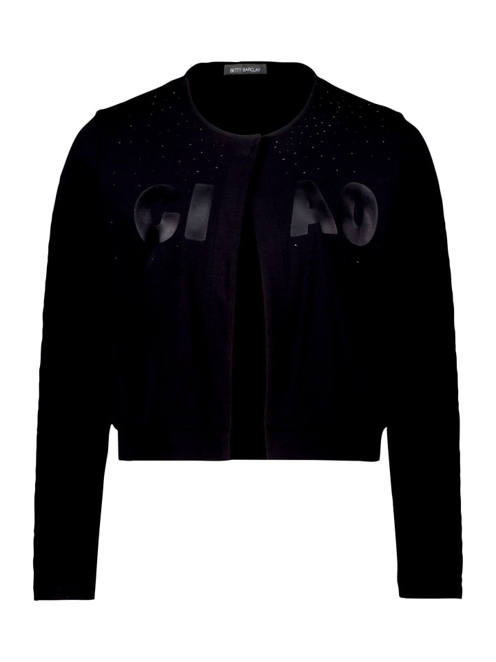 Shirtjacke mit Rundhalsausschnitt in Schwarz
