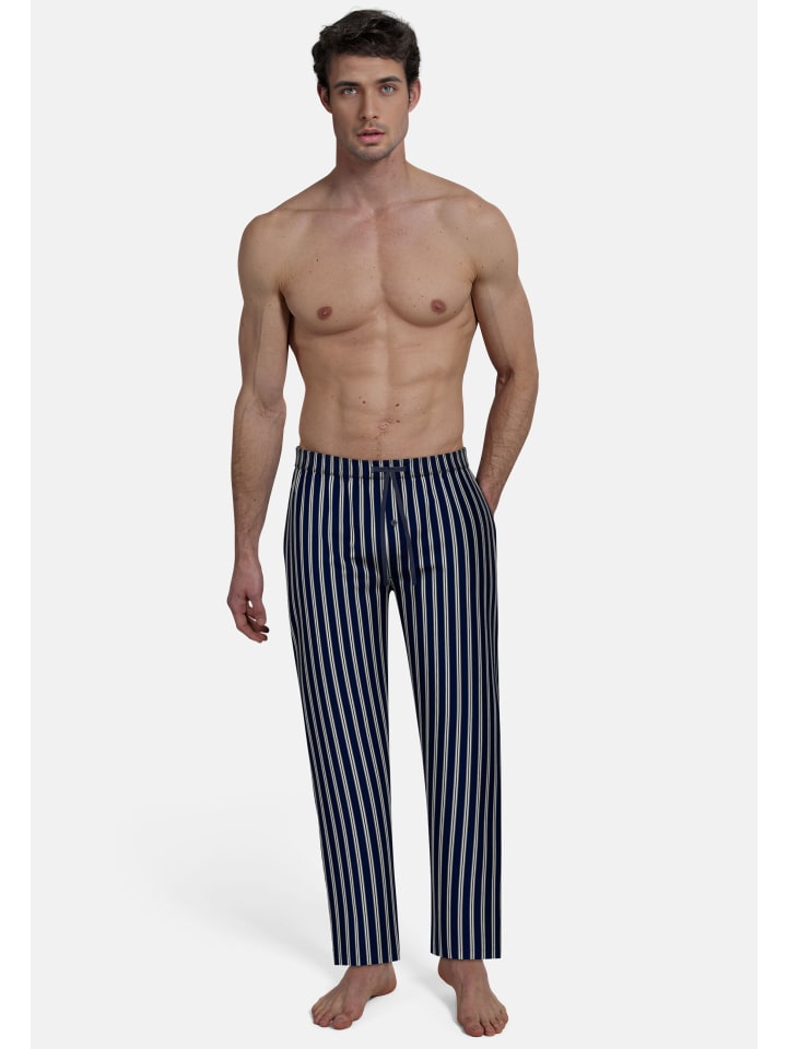 Lange-Hose Florenz in blau-mittel-Streifen