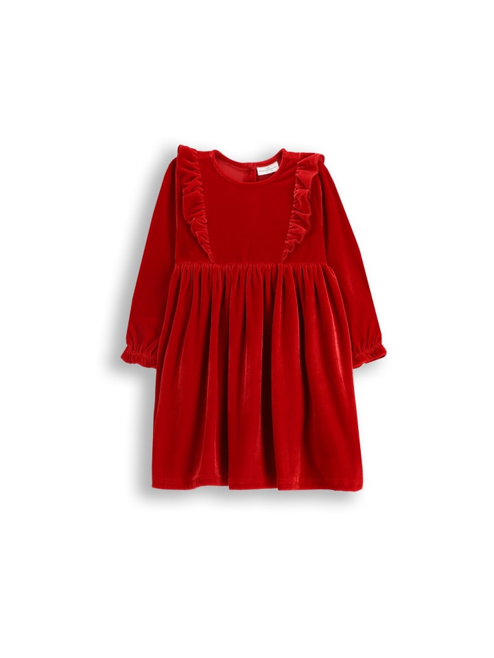 Samtkleid mit langen Ärmeln in rot