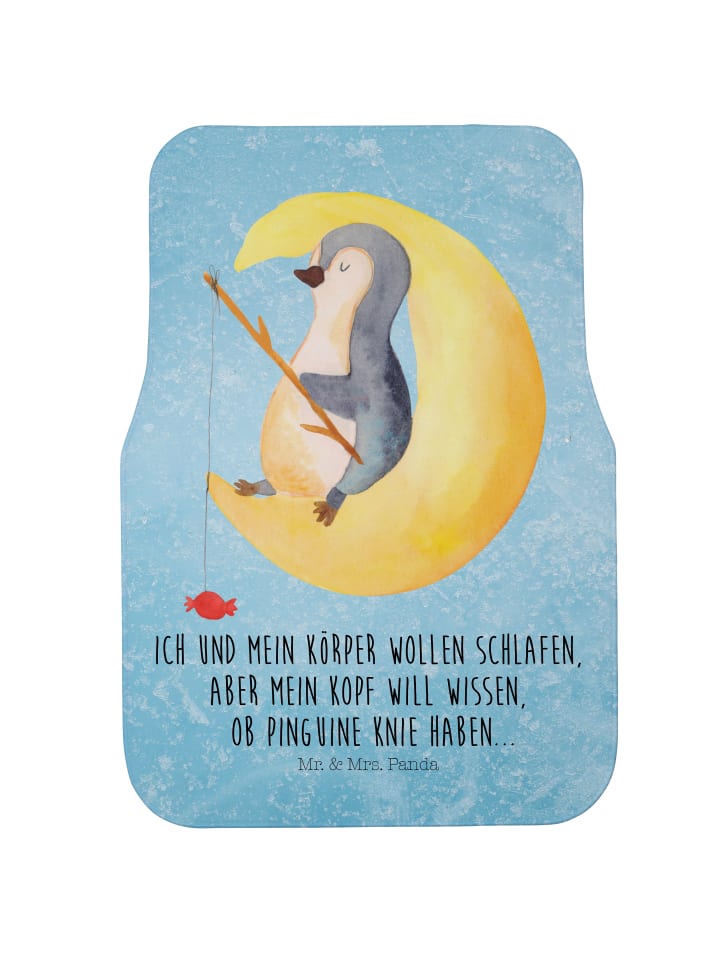 Automatte Pinguin Mond mit Spruch in Eisblau