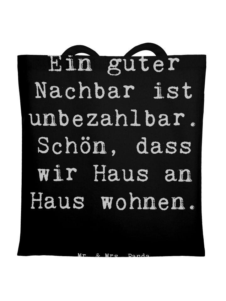 Tasche Spruch Guter Nachbar mit Spruch in Schwarz