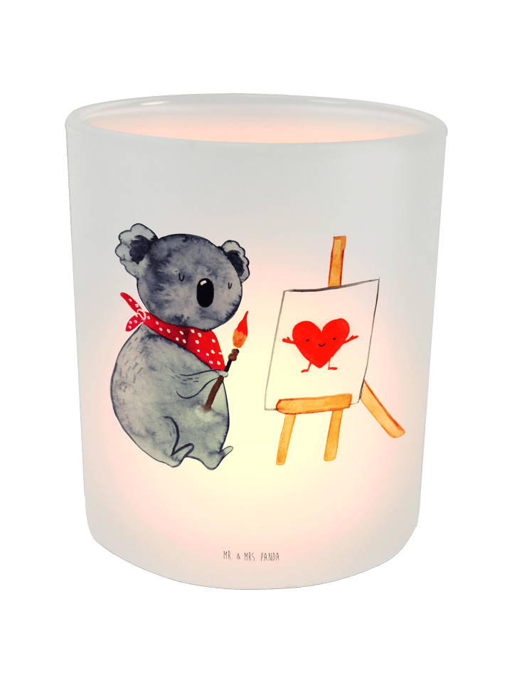 Glas Windlicht Koala Künstler ohne Spruch in Transparent