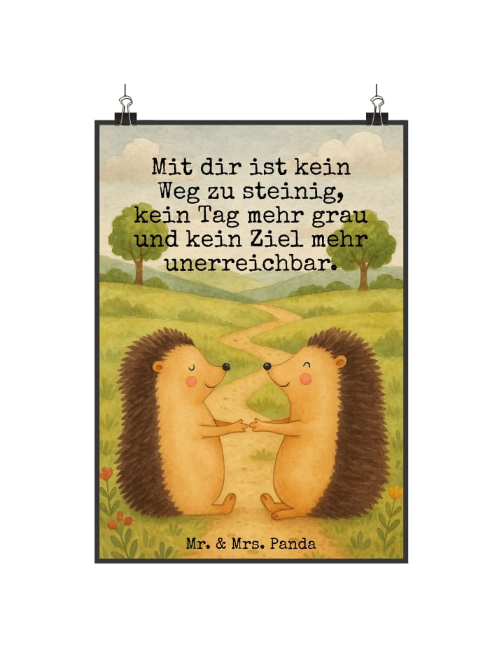 Poster Igel Liebe Design mit Spruch in Weiß