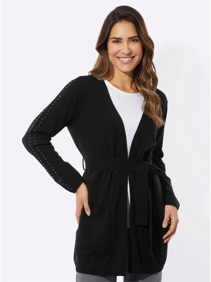 Long-Strickjacke in schwarz