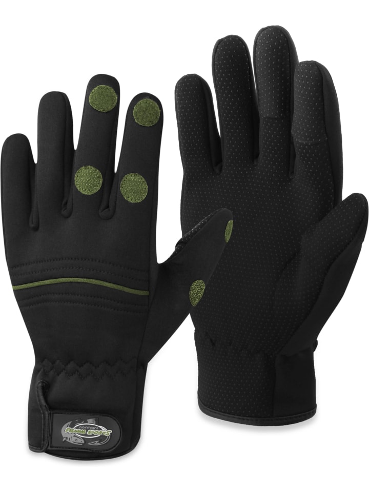 Anglerhandschuhe Tarpune in Schwarz/Oliv