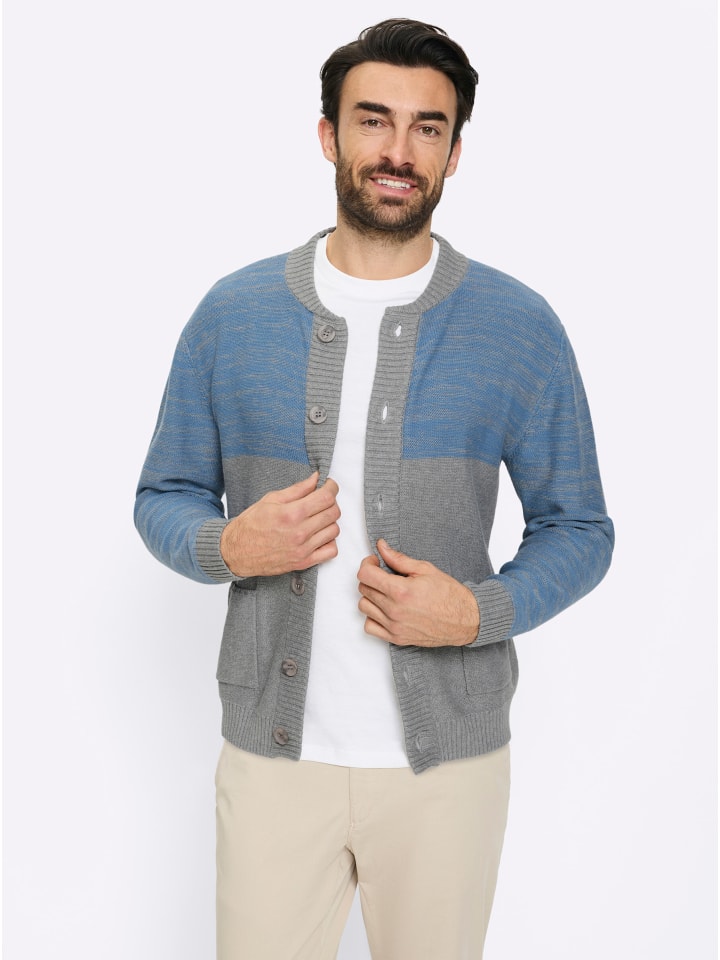 Strickjacke in grau-mittelblau-meliert