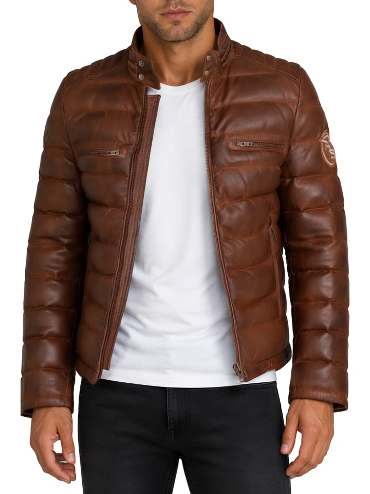 Herren Regular Fit Jacke Echtleder in Brown