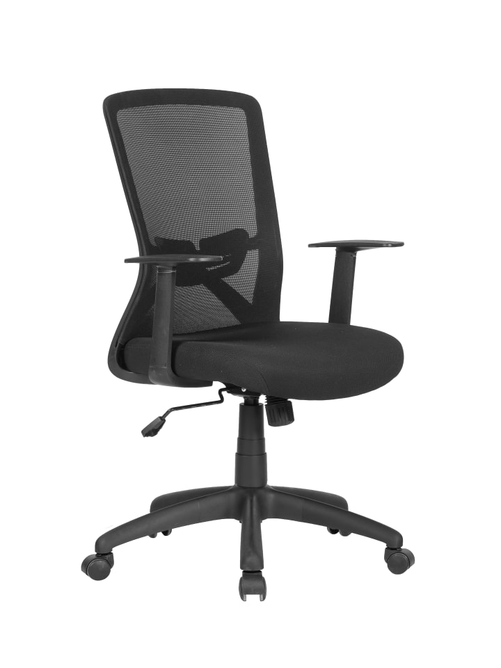 Bürostuhl Long in Schwarz - 52,5 (B) x 60,5 (L) x 95,5-103 (H) cm
