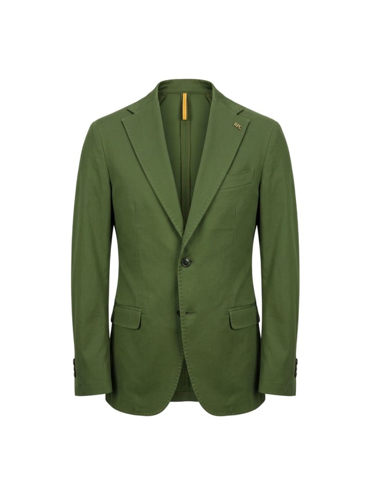 Zweifarbig Grün Baumwolle Herren Jacke