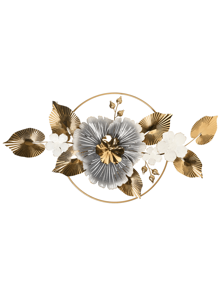 Wandobjekt TERBIUM in Gold/Silber - (W) 117 x (H) 56 x (L) 10 cm Horizontal