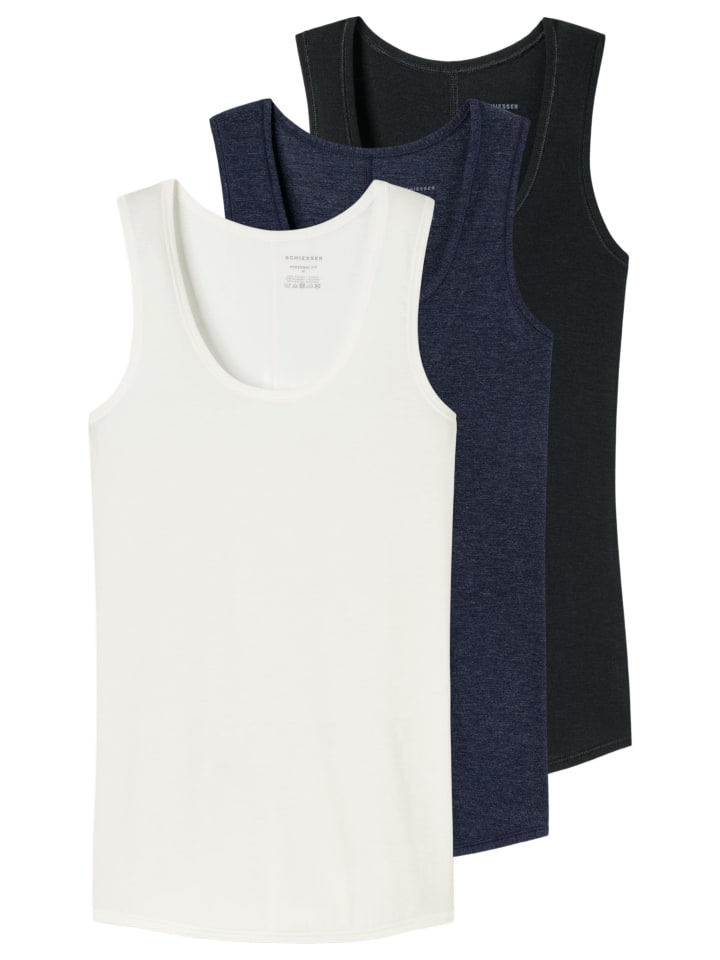 Unterhemd / Top Personal Fit in Creme / schwarz / dunkelblau