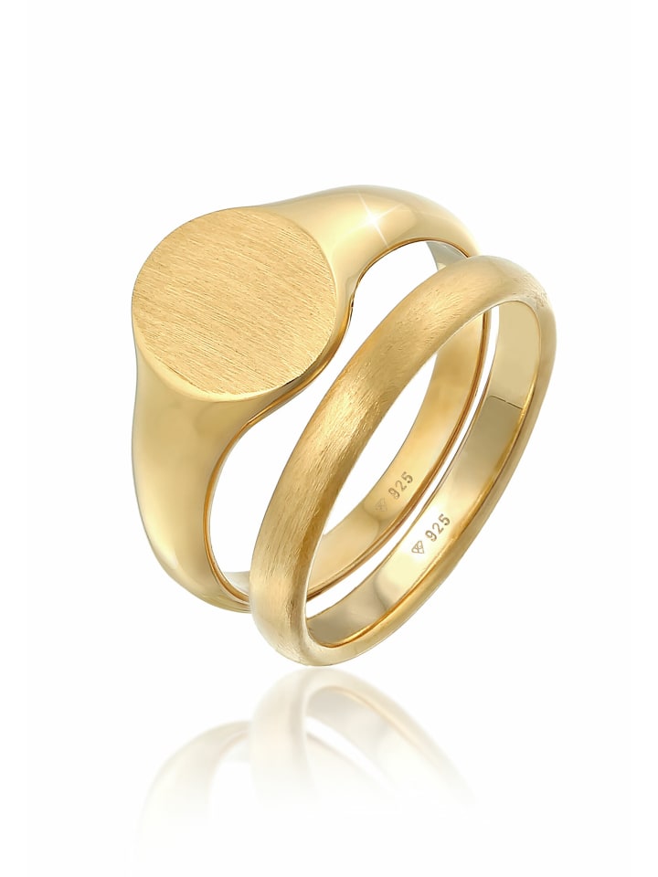 Ring 925 Sterling Silber Siegelring, Ring Set in Gold