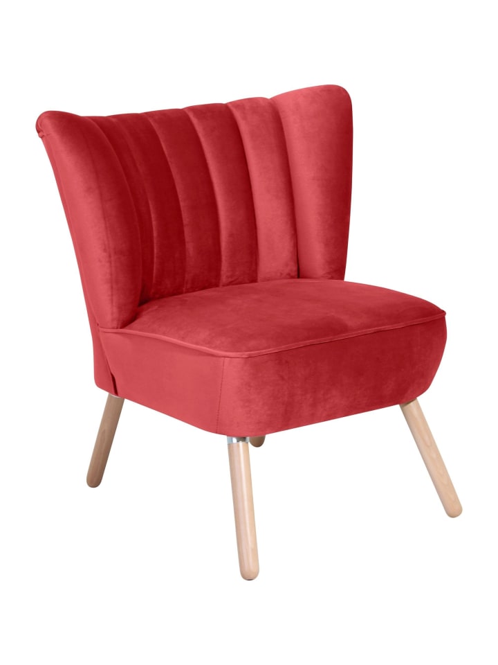 SESSEL Kadisha Bezug Samtvelours Buche natur / rot