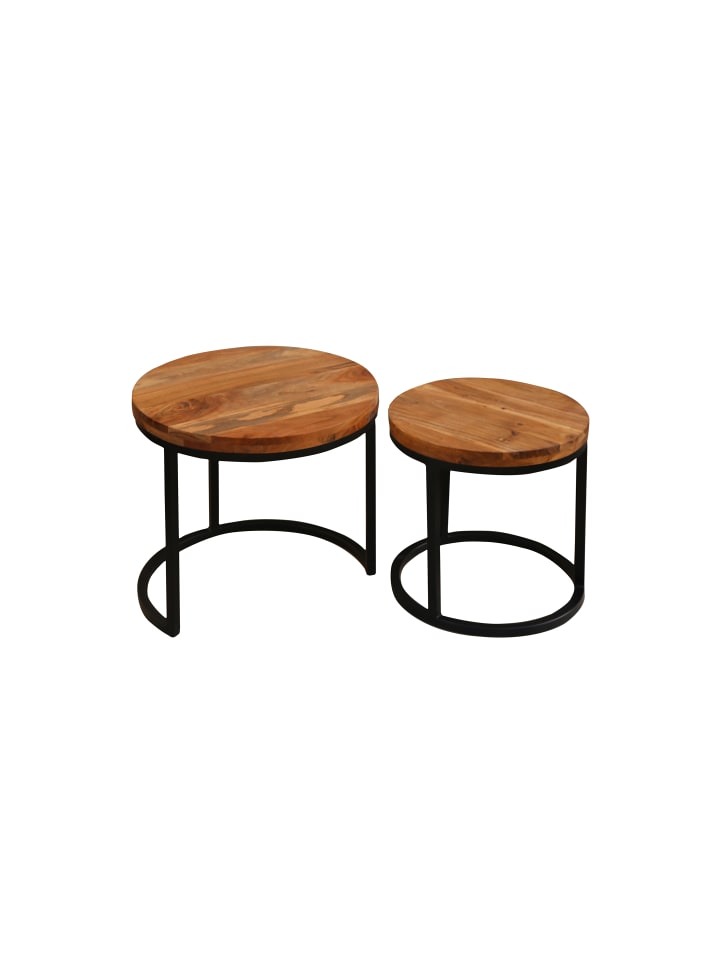 Zweisatztisch SELMA aus Akazie - (D) 50 x (H) 45 und (D) 40 x (H) 40
