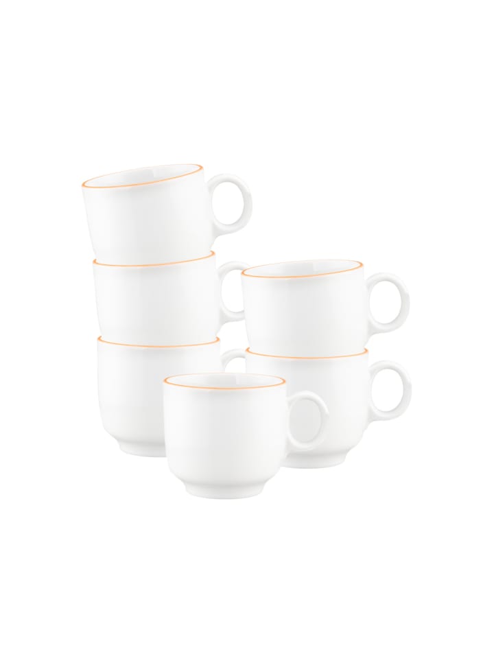 6er Set Cappuccinotassen Sento Home Pure Lines in 300 ml in Mango Orange