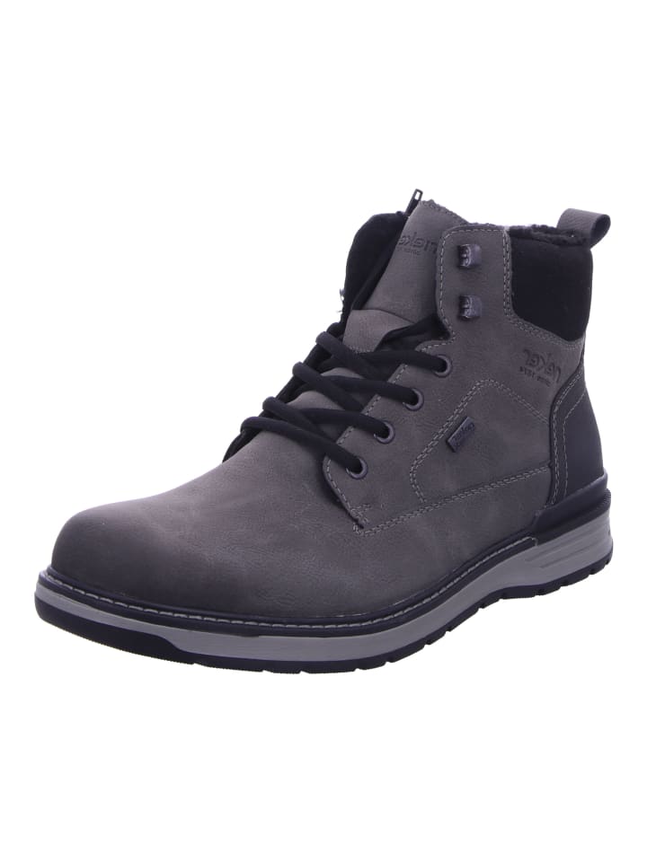 Schnürstiefeletten in rauch/schwarz/schwarz