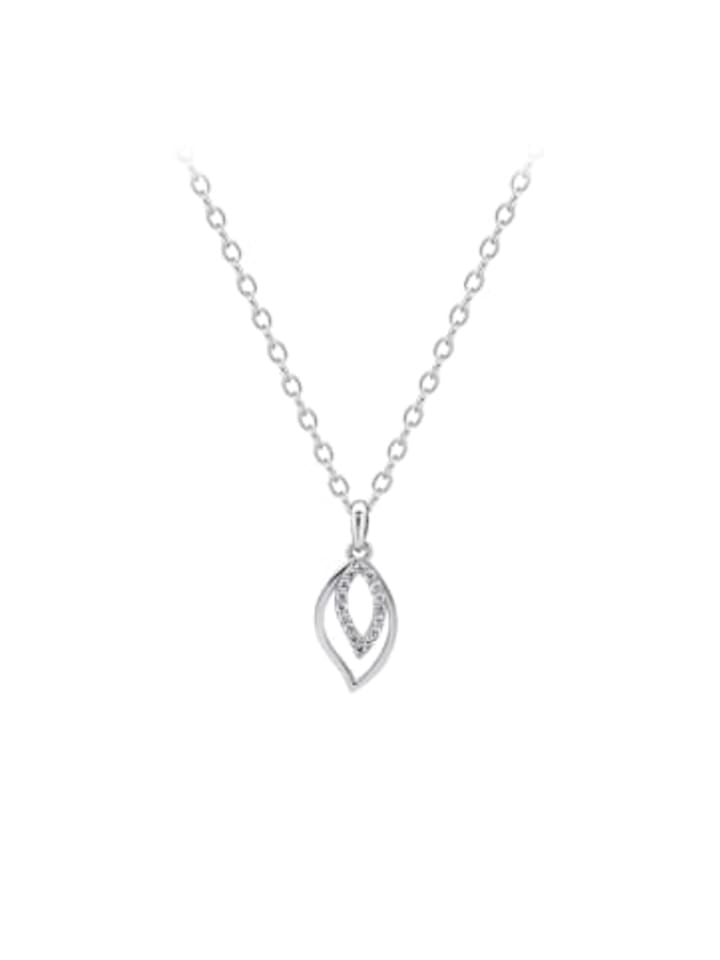 Kette mit Anhänger LEAF ZIRKONIA rhodiniert in 925 Silber - 2-tlg. in silber