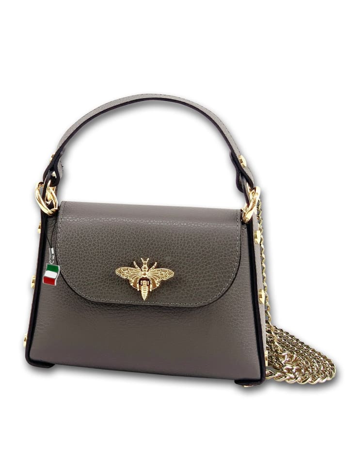 Leder Umhängetasche Florence Tasche grau ca. 19cm