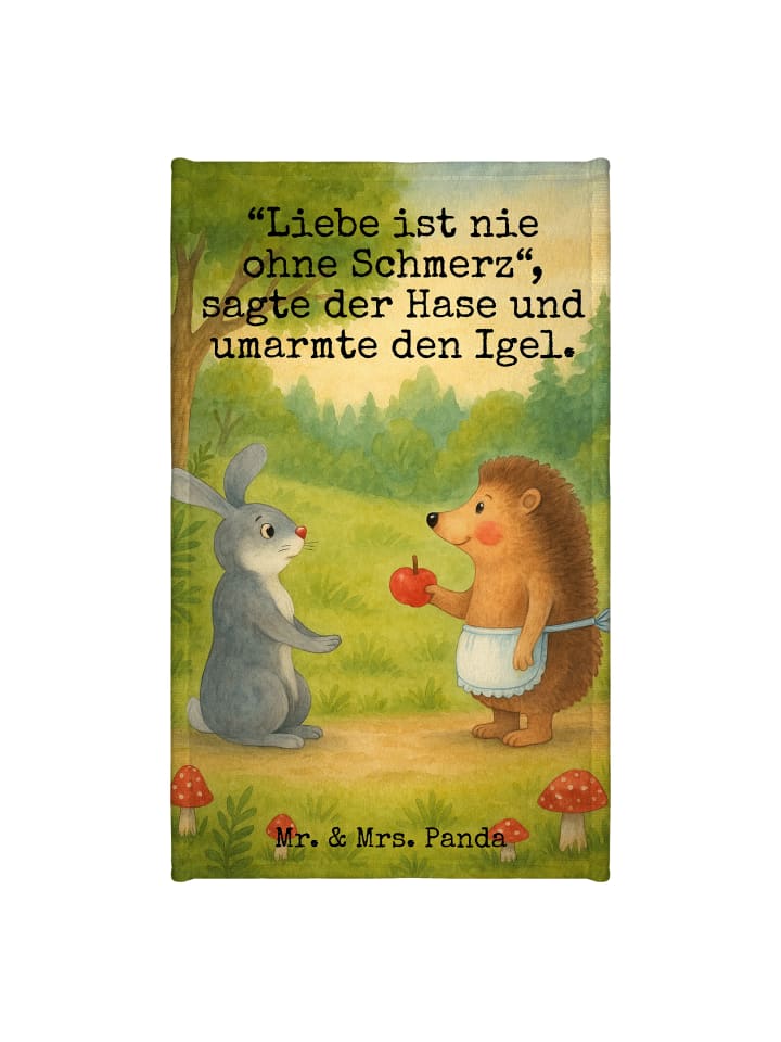 Handtuch Hase Igel Design mit Spruch in Weiß