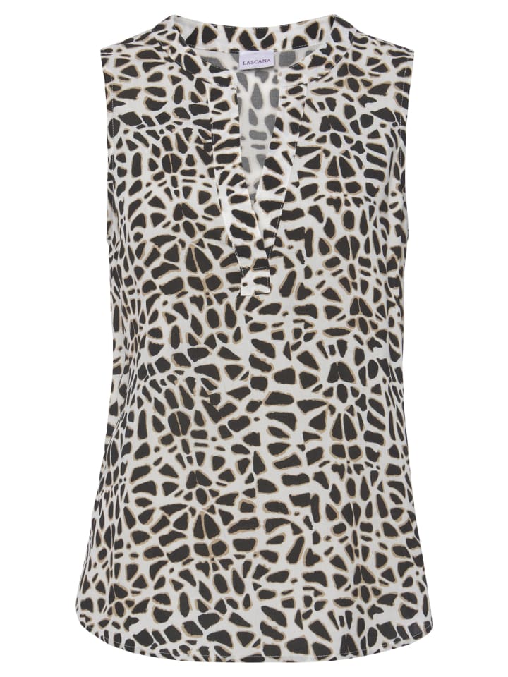 Blusentop in creme-schwarz